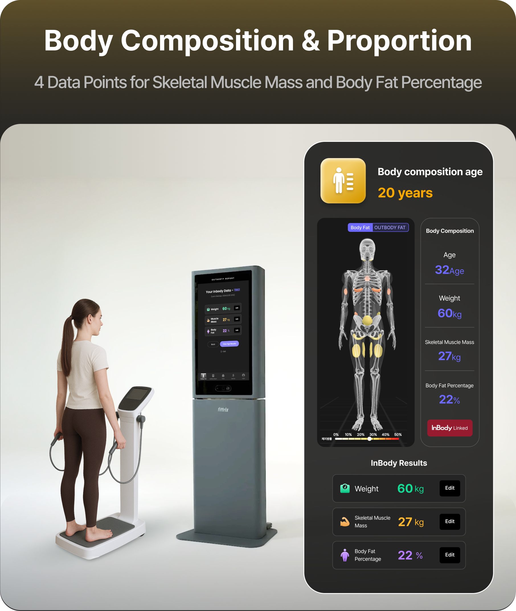 Mesure des proportions et de la composition corporelle avec le Fittrix FX5 Mesure des proportions et de la composition corporelle avec le Fittrix FX5