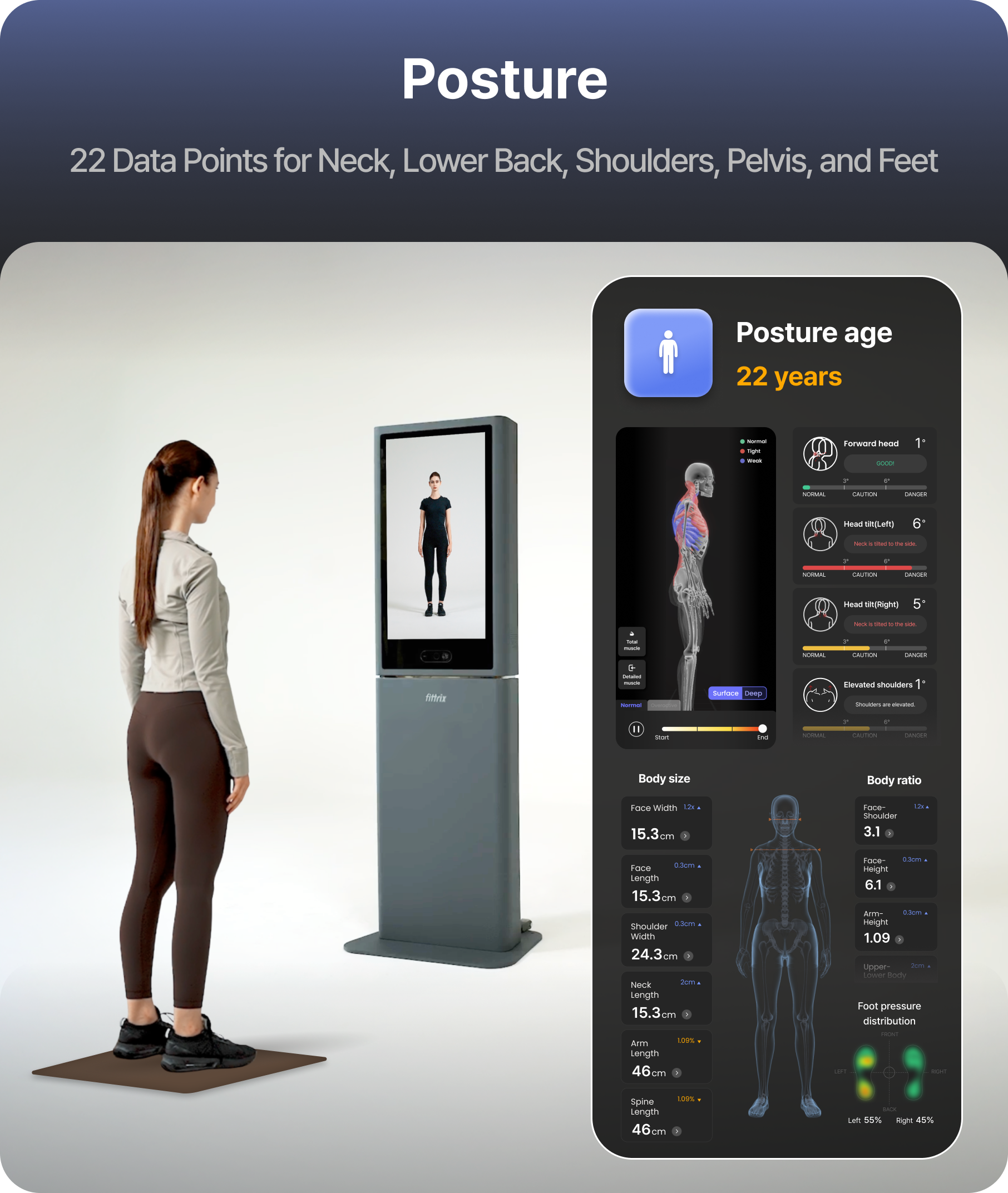Mesure de la posture avec le Fittrix FX5 Mesure de la posture avec le Fittrix FX5