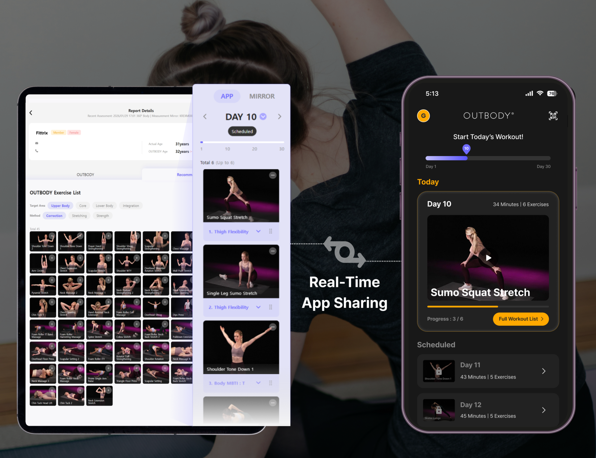 Application client OUTBODY avec exercices personnalisés par IA Application client OUTBODY avec exercices personnalisés par IA